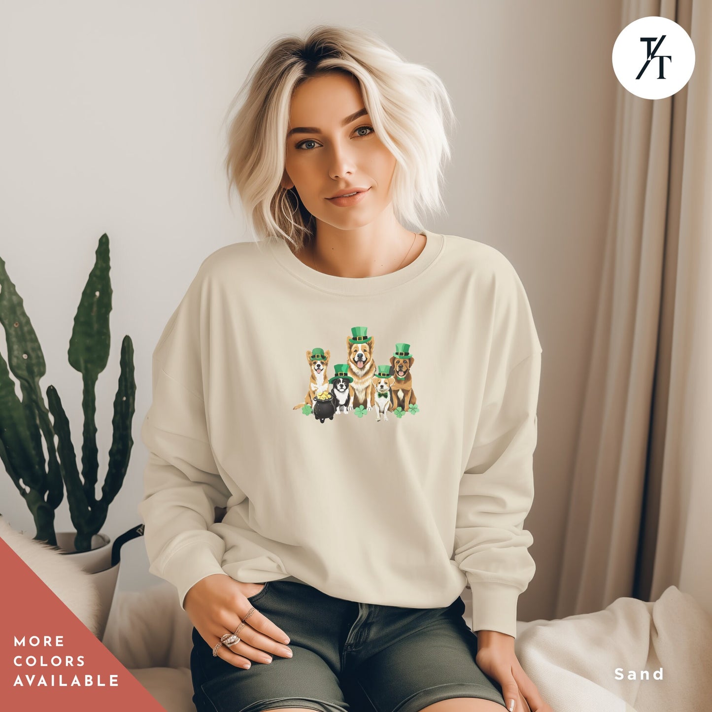 St Patricks Day Dog Paw Sweatshirt Lucky Dog Mom Apparel