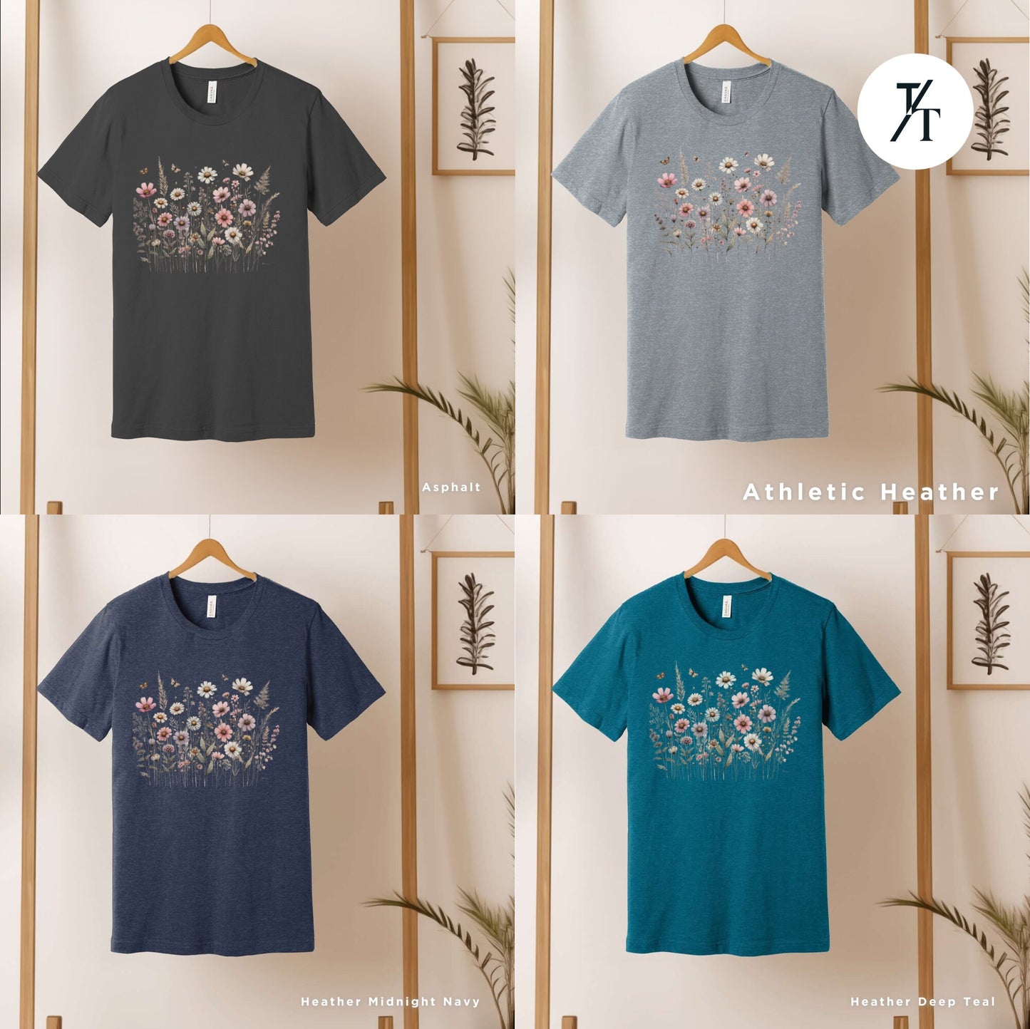 Vintage Botanical Flower Tee Distressed Wildflower Shirt