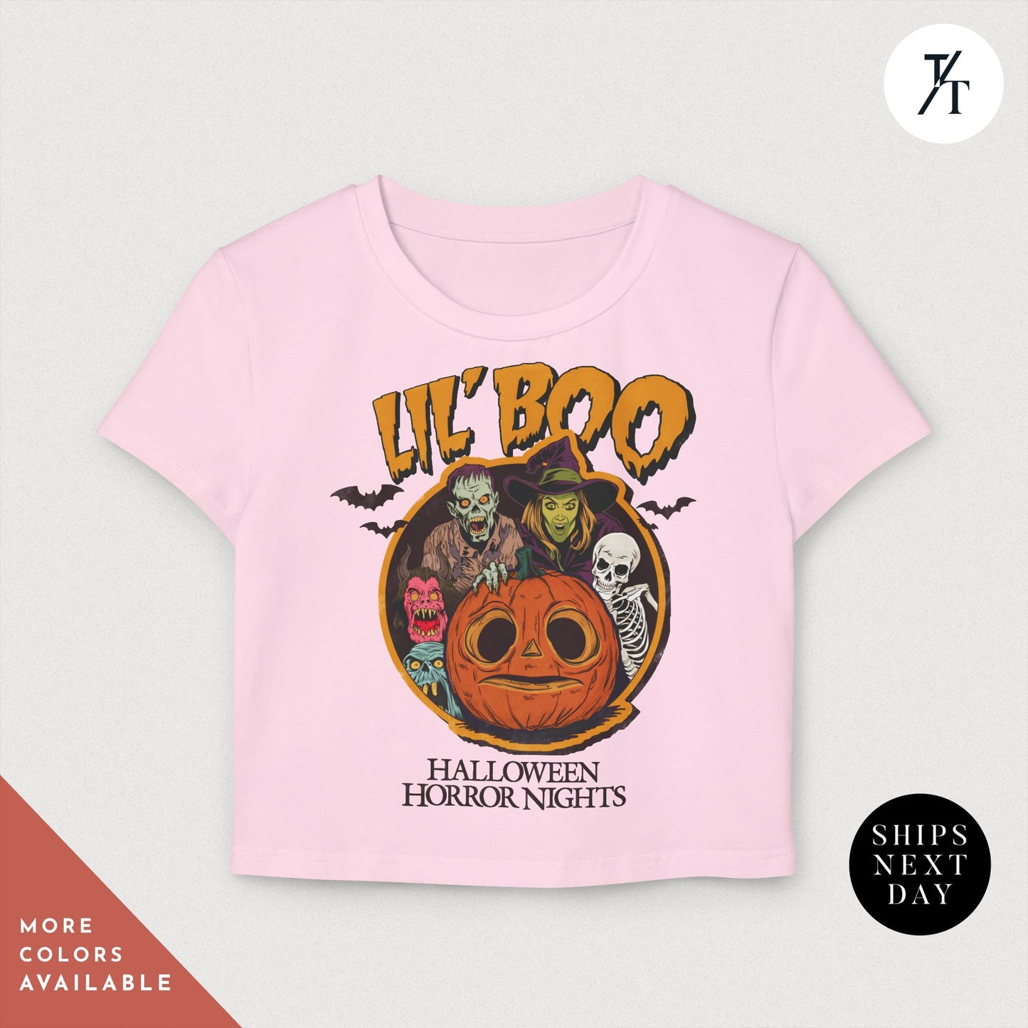Women's Baby Tee Halloween Horror Nights Crop Top Lil Boo HHN Universal Orlando Shirt