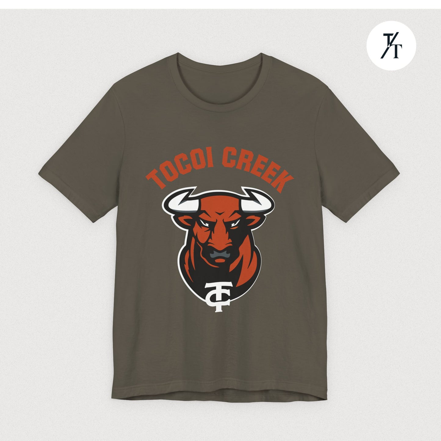 Arched Toro + TC Logo Tee – Tocoi Creek High School Mascot Shirt