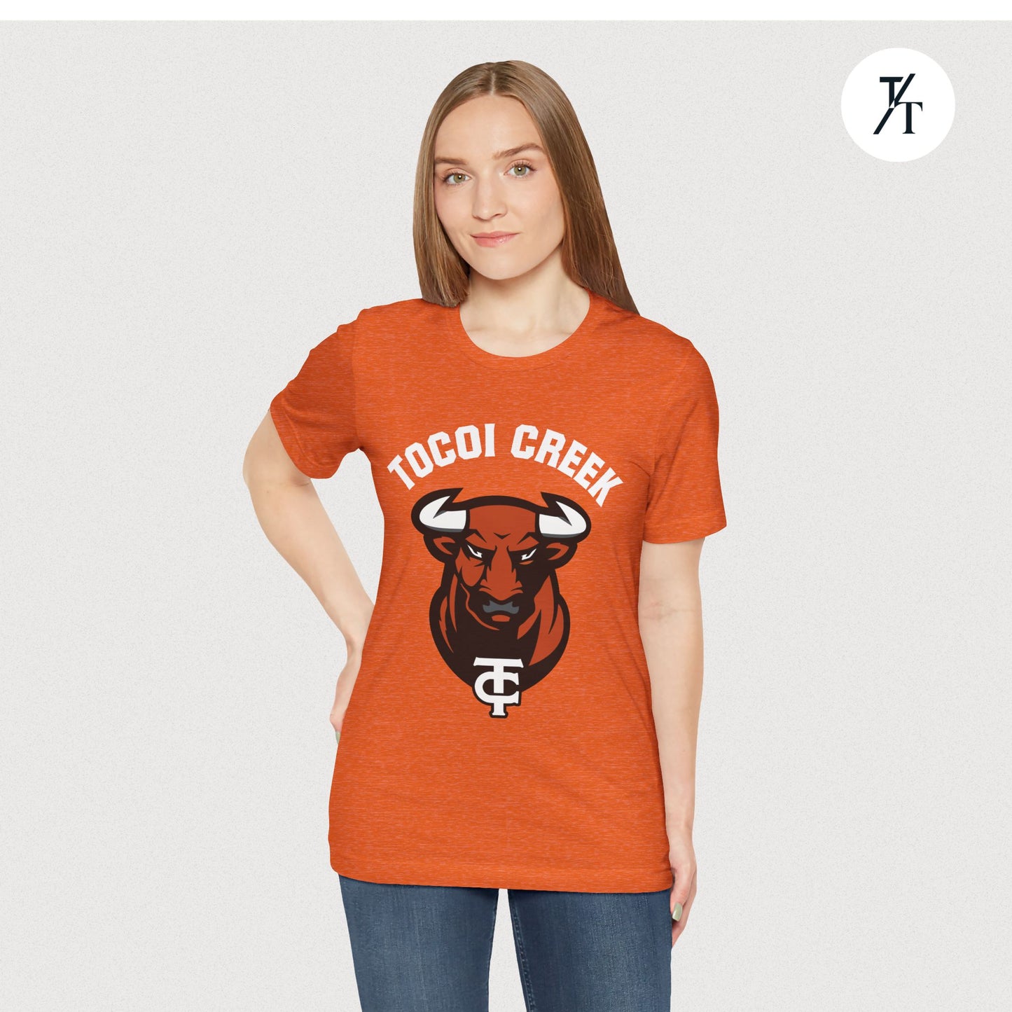 Arched Toro + TC Logo Tee – Tocoi Creek High School Mascot Shirt