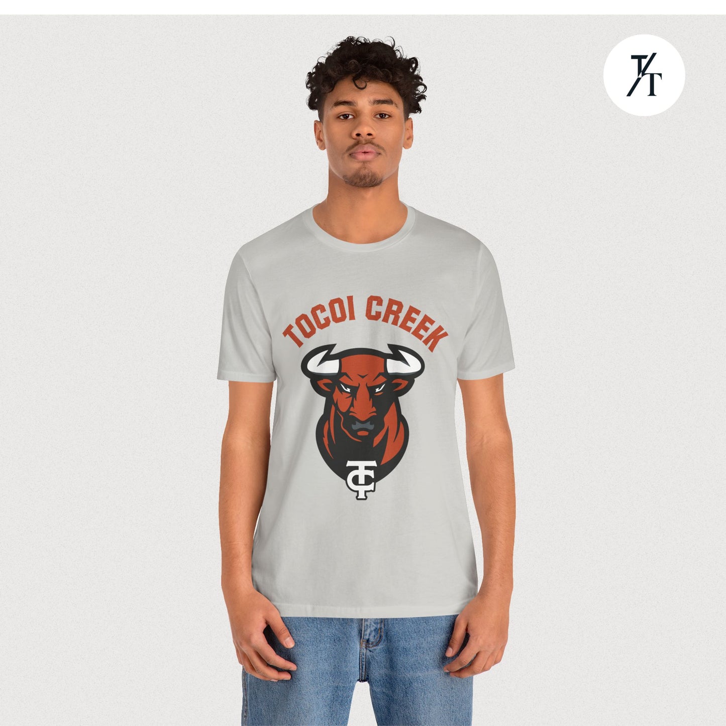 Arched Toro + TC Logo Tee – Tocoi Creek High School Mascot Shirt