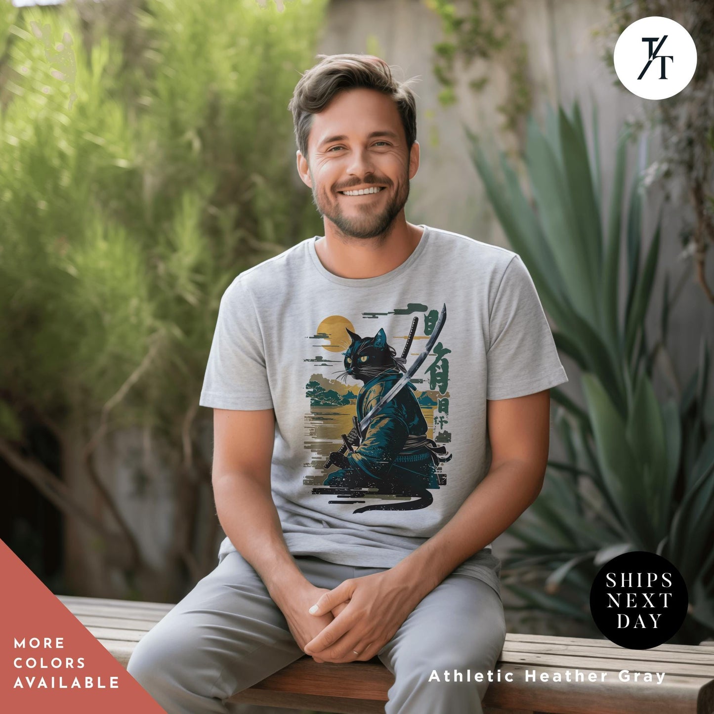 Samurai Cat Shirt Japanese Cat Art Aesthetic T-Shirt