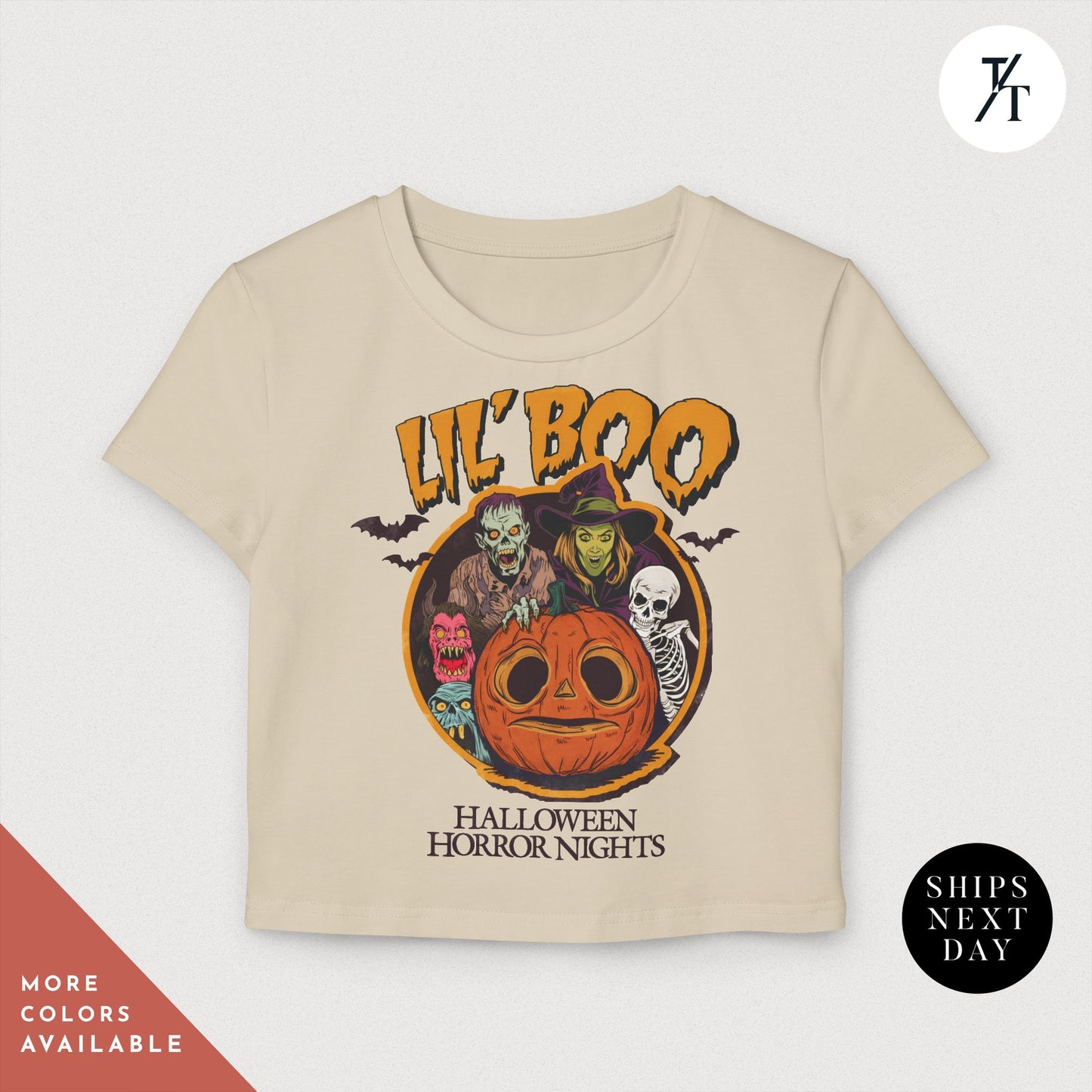 Women's Baby Tee Halloween Horror Nights Crop Top Lil Boo HHN Universal Orlando Shirt