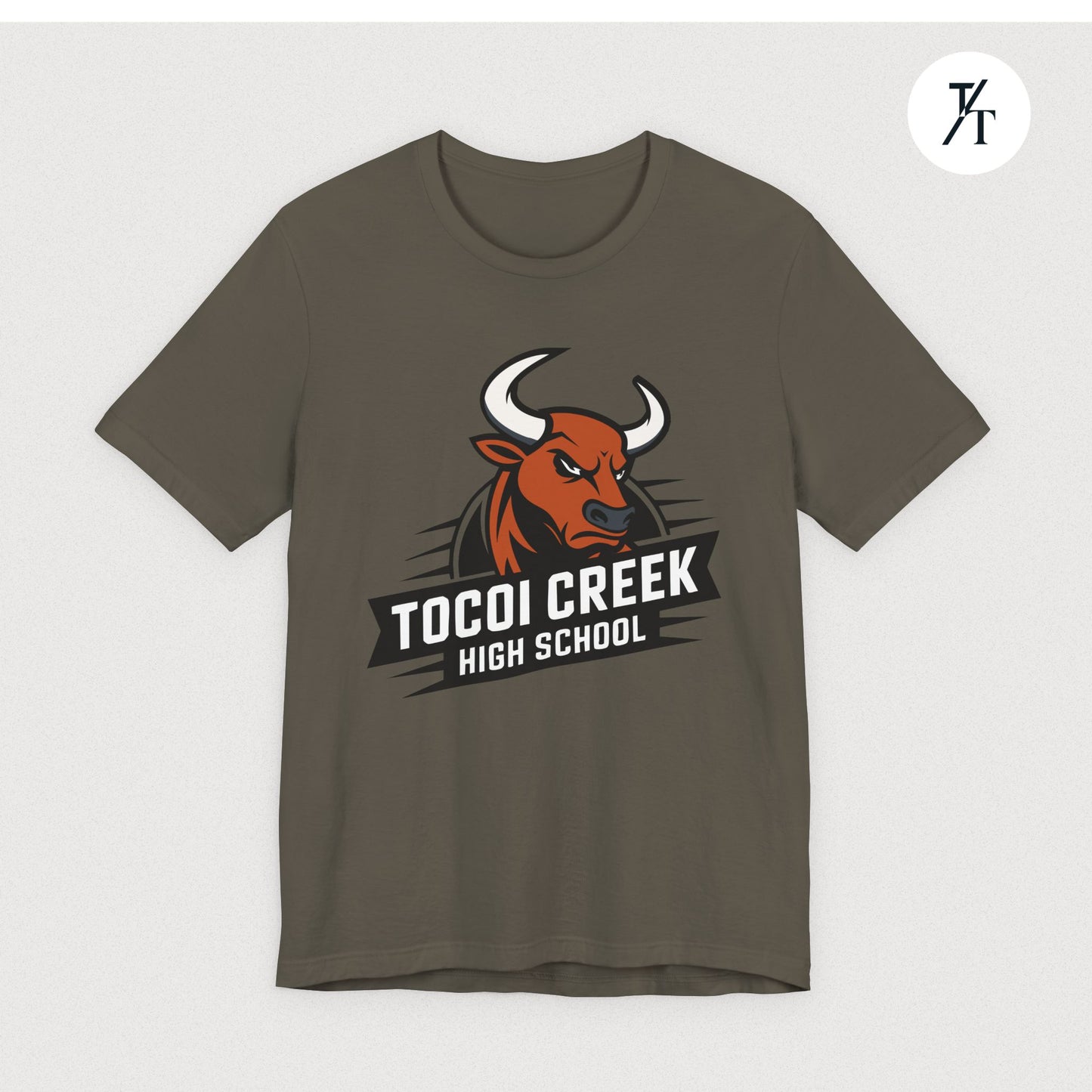 Angled Toro Mascot Tee – Tocoi Creek High School Spirit Shirt