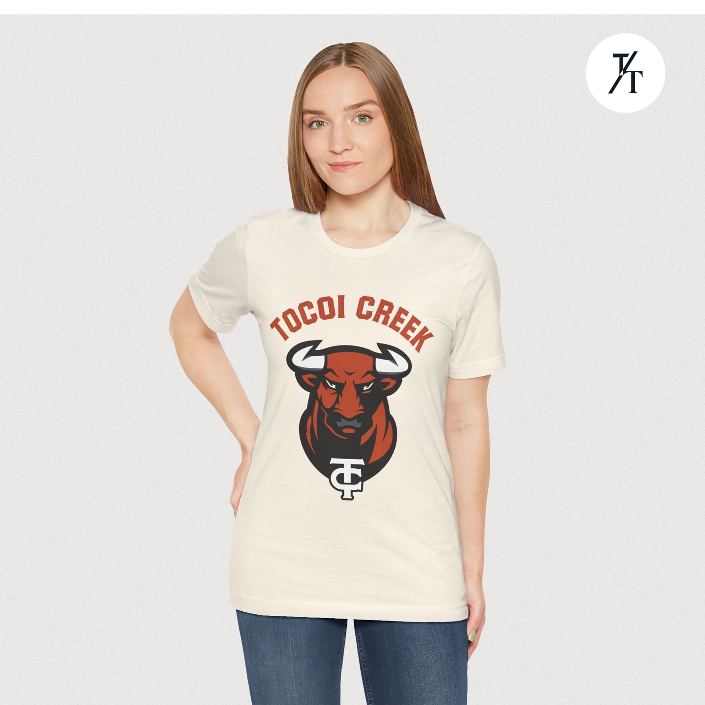 Arched Toro + TC Logo Tee – Tocoi Creek High School Mascot Shirt