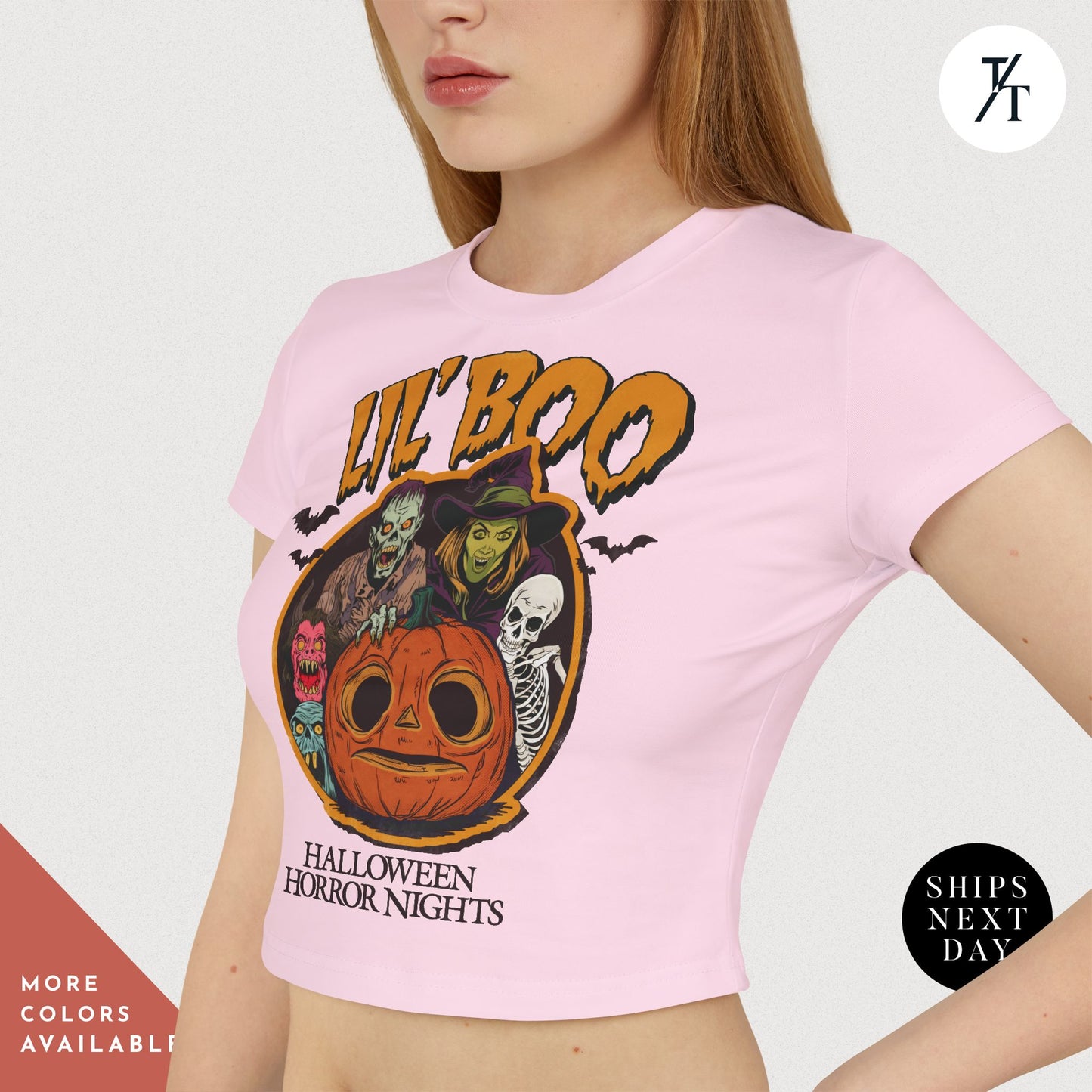 Women's Baby Tee Halloween Horror Nights Crop Top Lil Boo HHN Universal Orlando Shirt