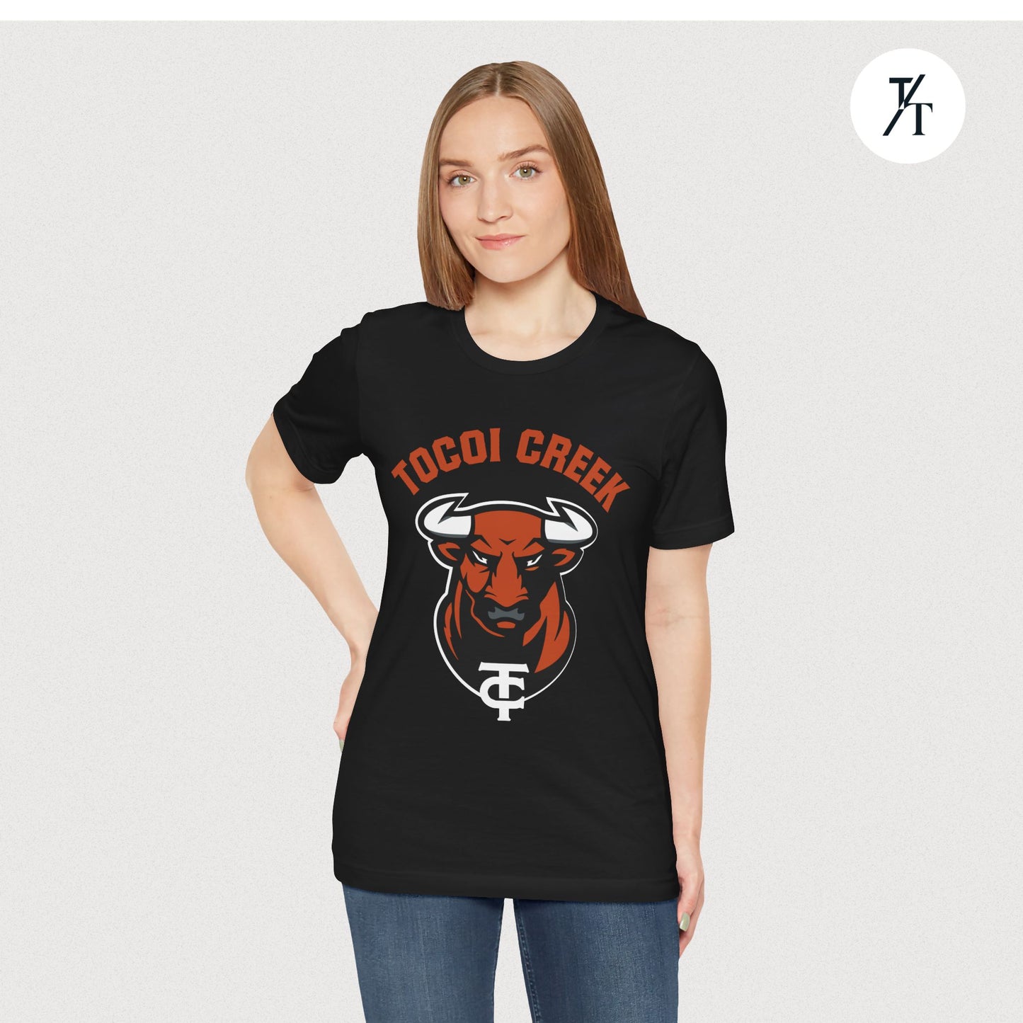 Arched Toro + TC Logo Tee – Tocoi Creek High School Mascot Shirt