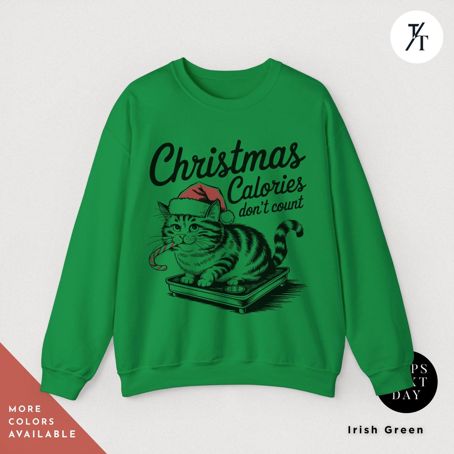 Cat Christmas Sweatshirt Gildan Christmas Calories Cats Lover