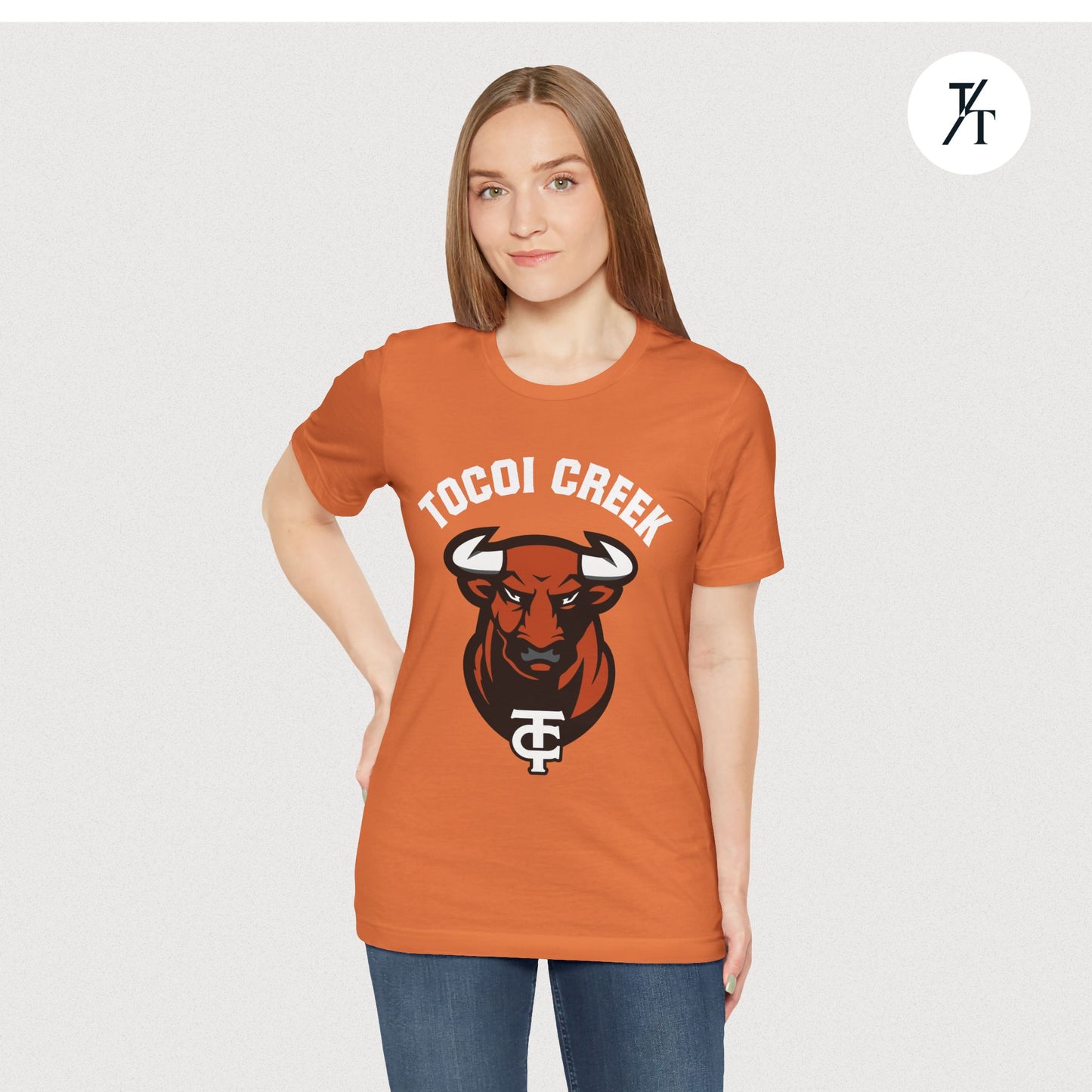 Arched Toro + TC Logo Tee – Tocoi Creek High School Mascot Shirt