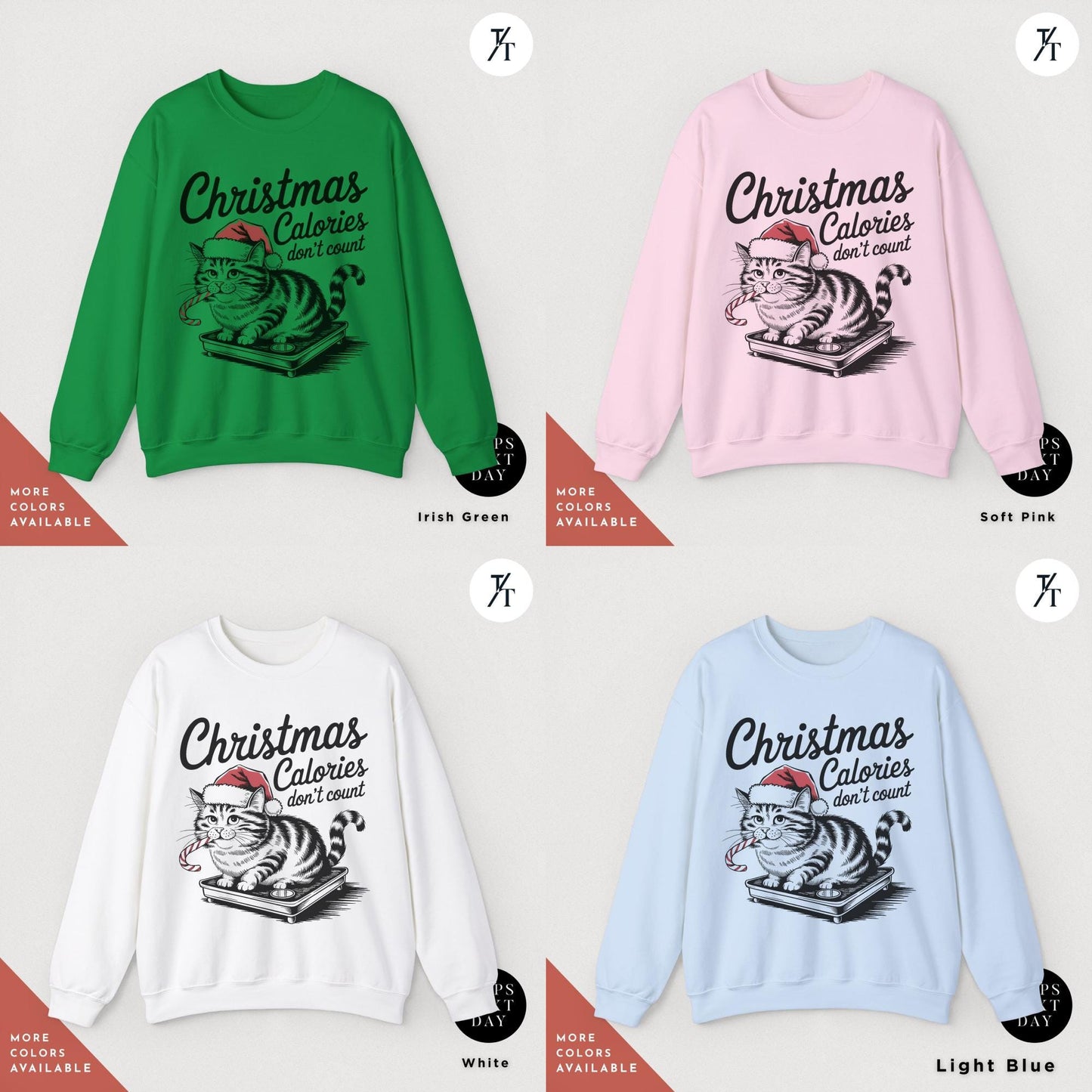 Cat Christmas Sweatshirt Gildan Christmas Calories Cats Lover