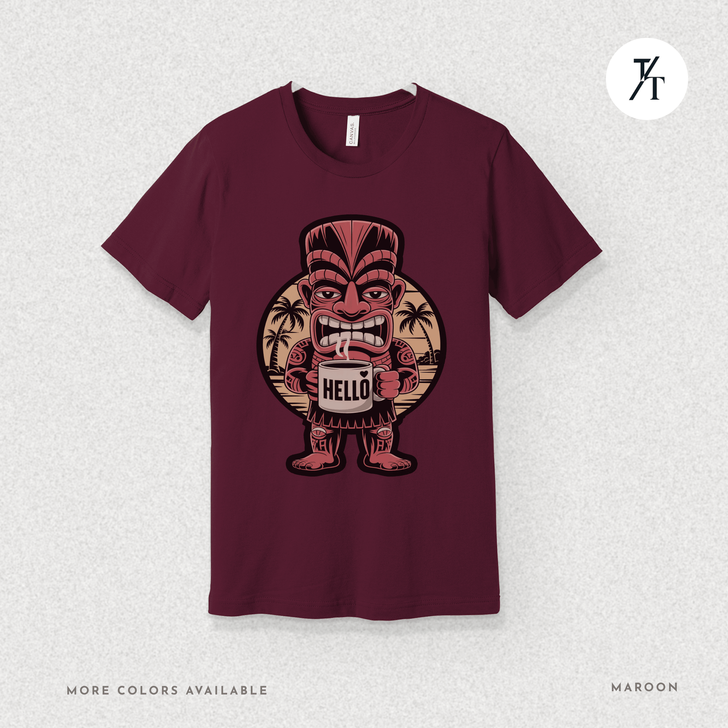 Tiki Coffee Warrior Tee – Bold Retro Island Vibes Graphic Shirt