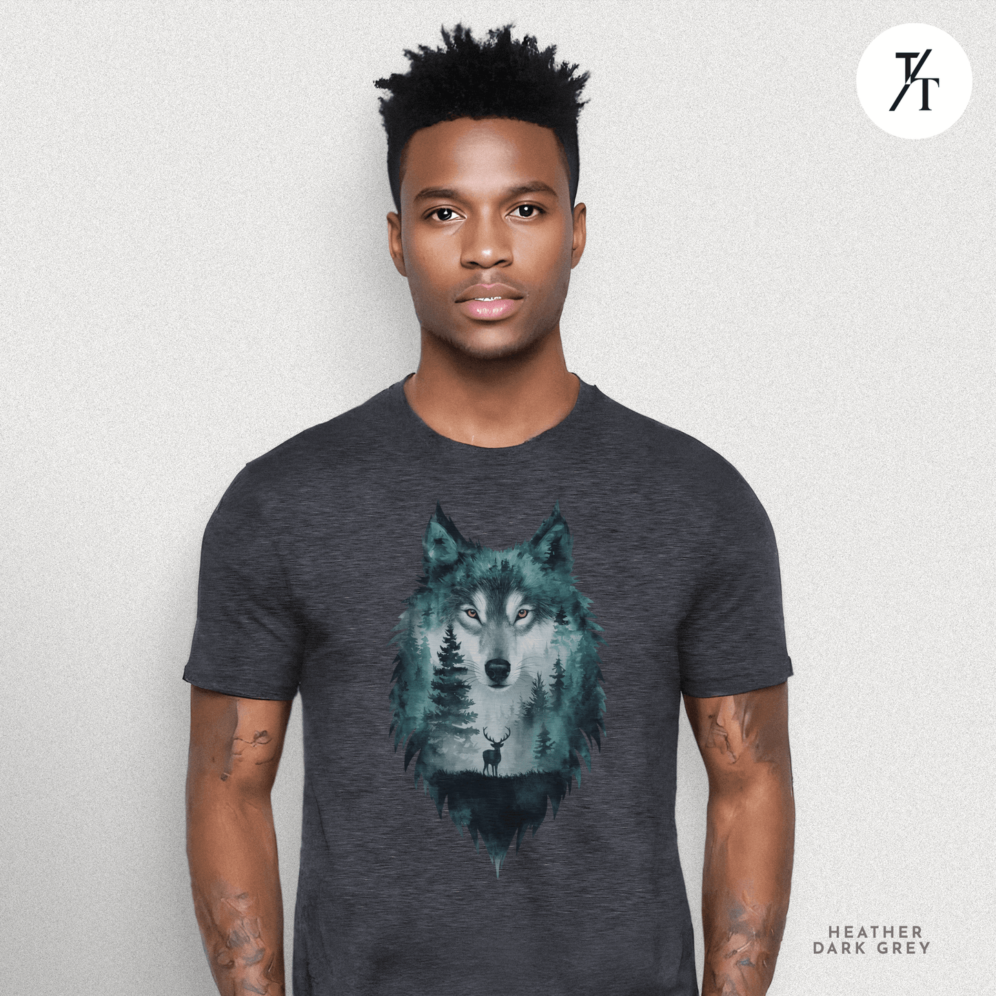Alpha Forest Wolf Tee – Wildlife Double Exposure Graphic Shirt