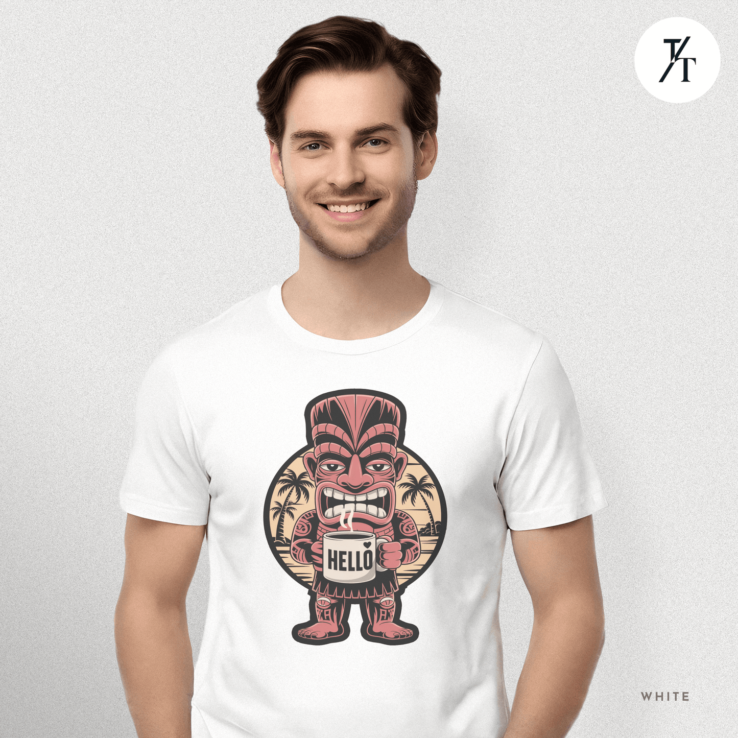 Tiki Coffee Warrior Tee – Bold Retro Island Vibes Graphic Shirt