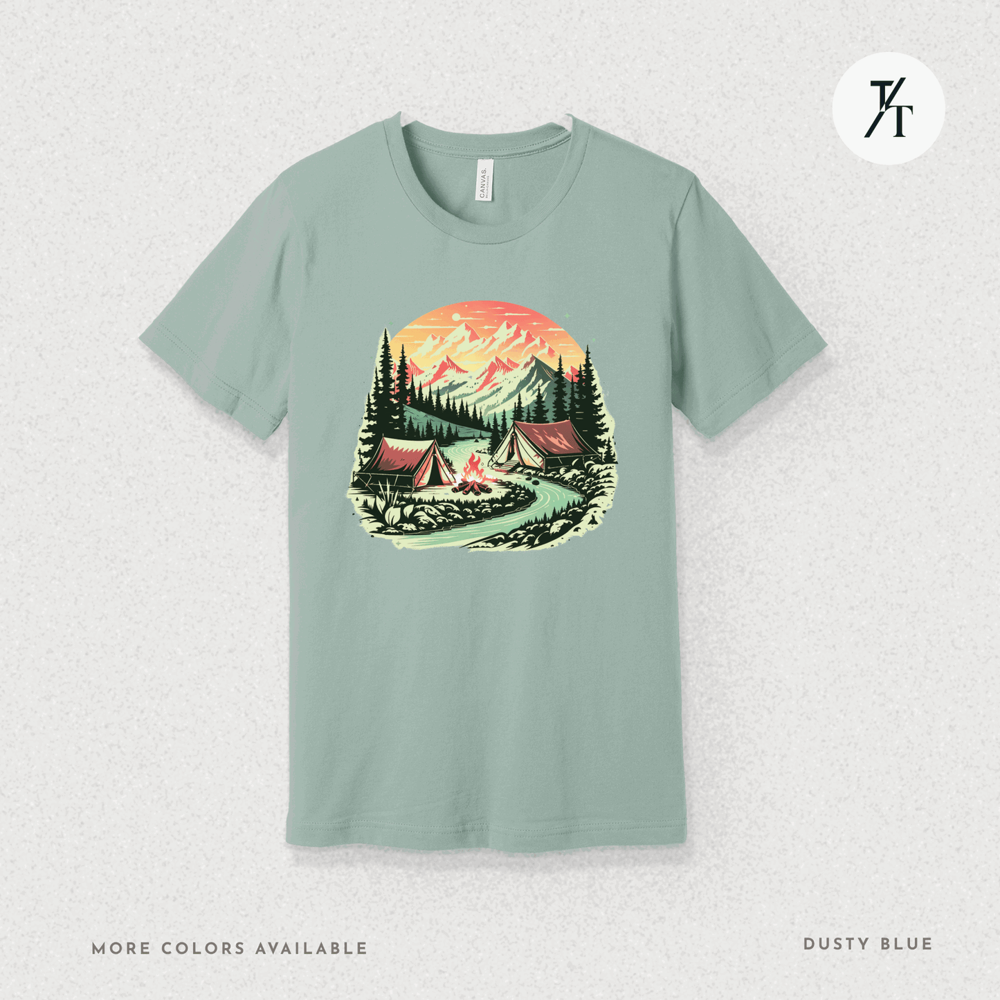 Nature Tents Sunset Scenic Outdoor Painting Forest Camping T-shirt - Trendy/Timeless Studio