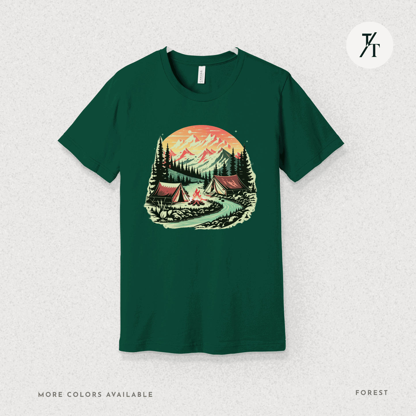 Nature Tents Sunset Scenic Outdoor Painting Forest Camping T-shirt - Trendy/Timeless Studio