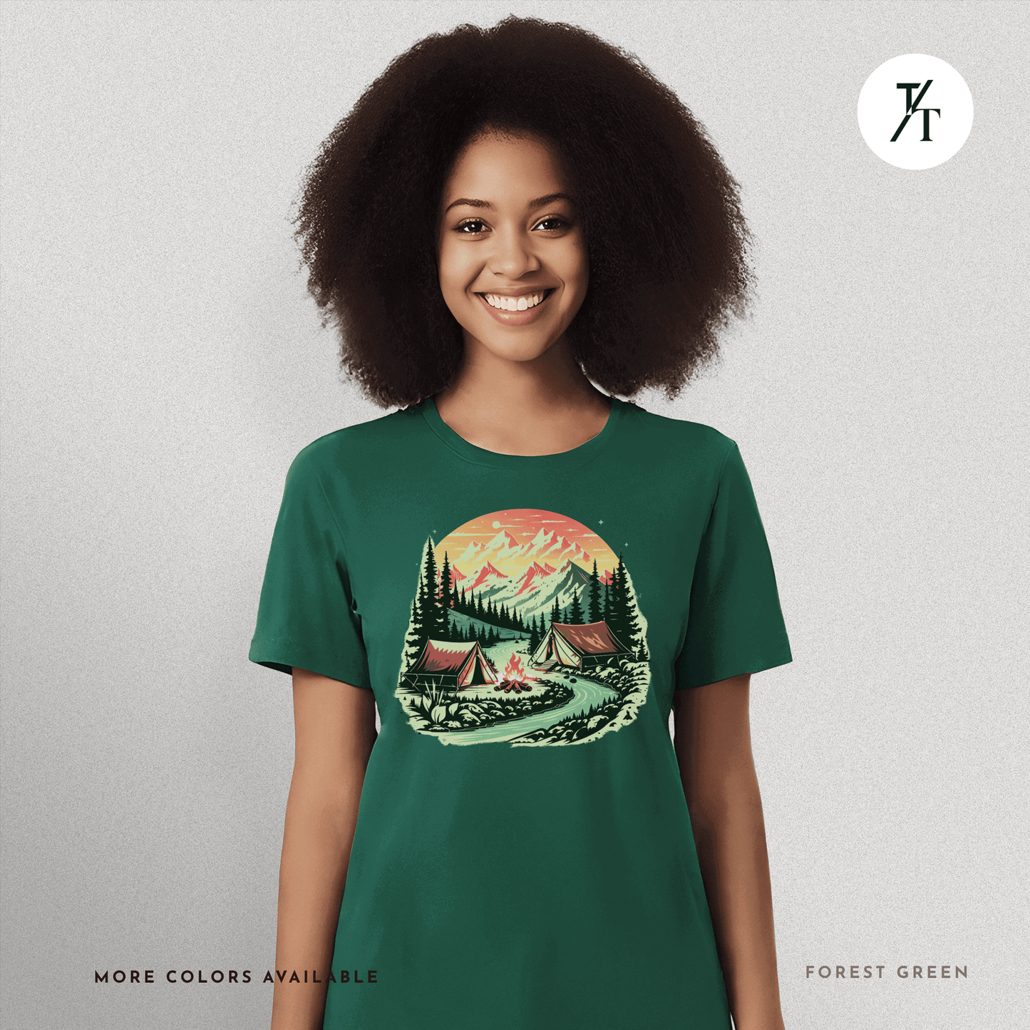 Nature Tents Sunset Scenic Outdoor Painting Forest Camping T-shirt - Trendy/Timeless Studio