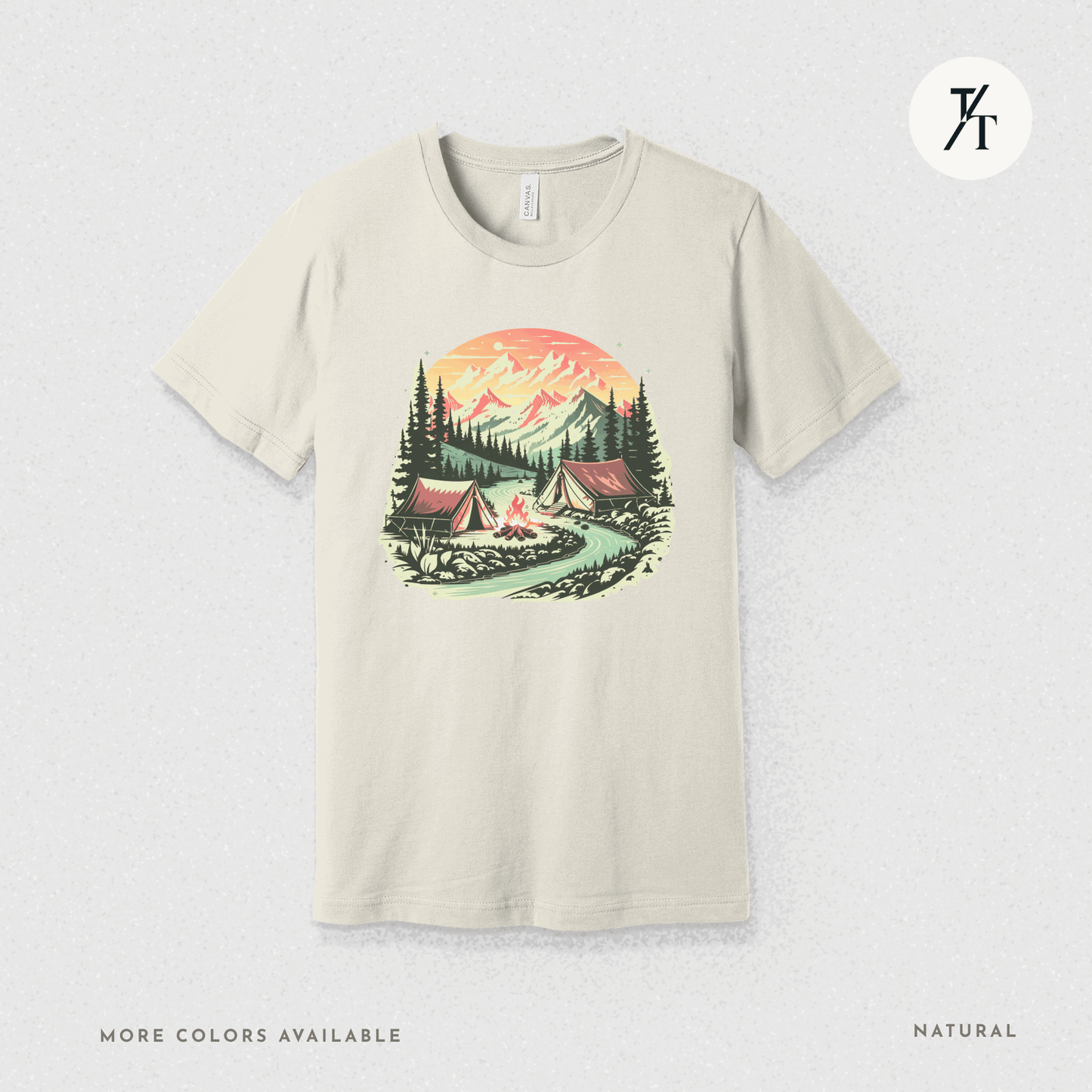 Nature Tents Sunset Scenic Outdoor Painting Forest Camping T-shirt - Trendy/Timeless Studio