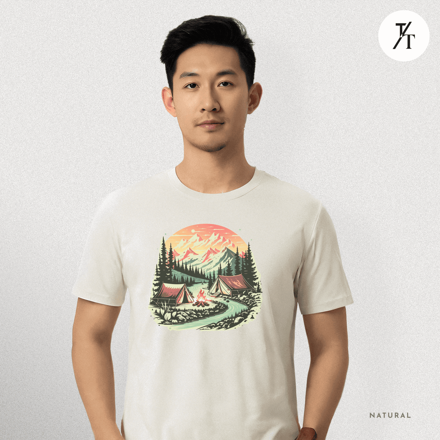 Nature Tents Sunset Scenic Outdoor Painting Forest Camping T-shirt - Trendy/Timeless Studio