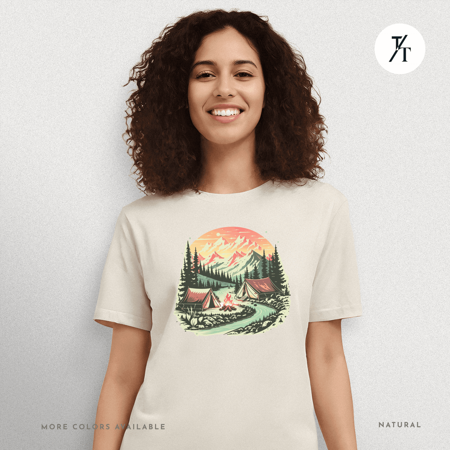 Nature Tents Sunset Scenic Outdoor Painting Forest Camping T-shirt - Trendy/Timeless Studio