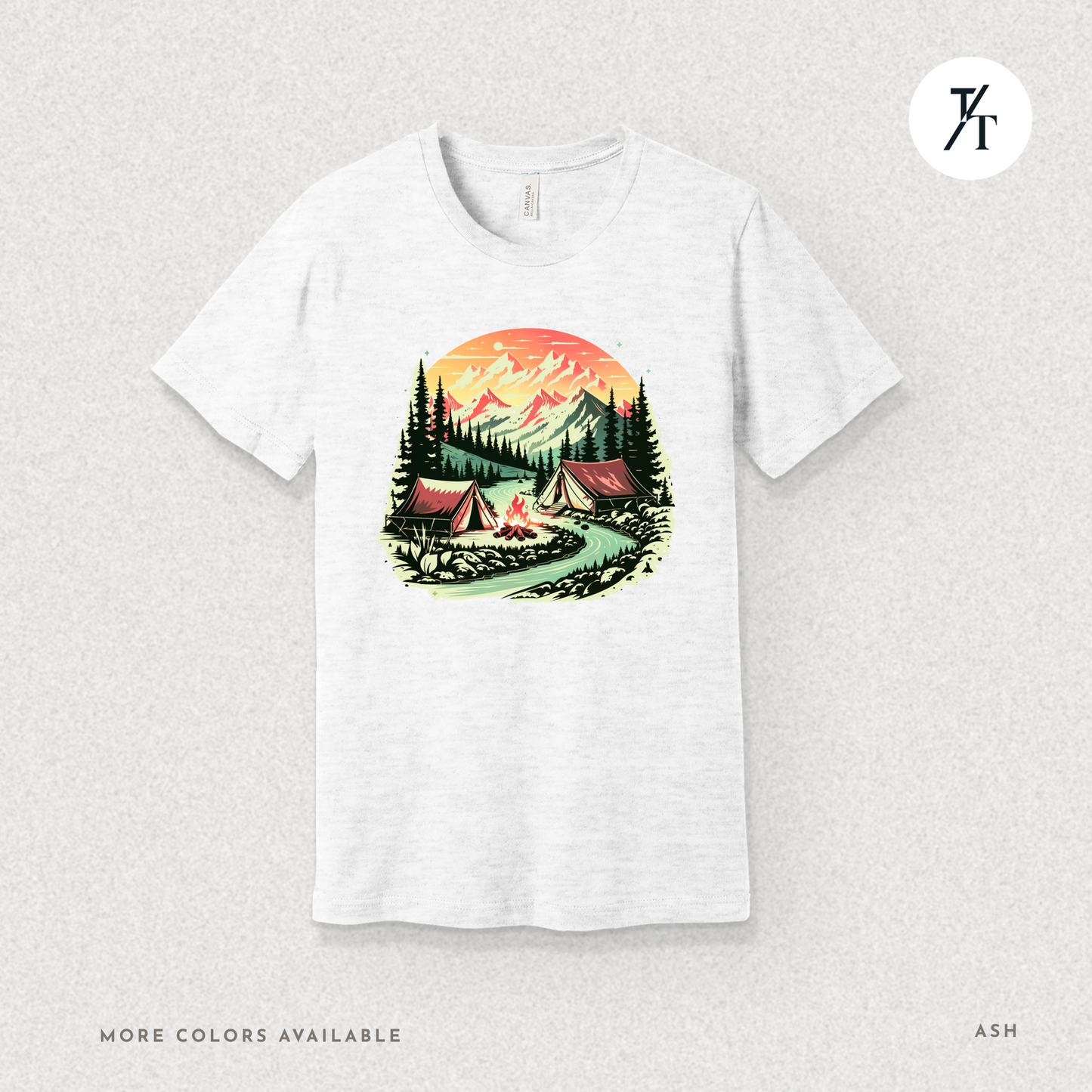 Nature Tents Sunset Scenic Outdoor Painting Forest Camping T-shirt - Trendy/Timeless Studio
