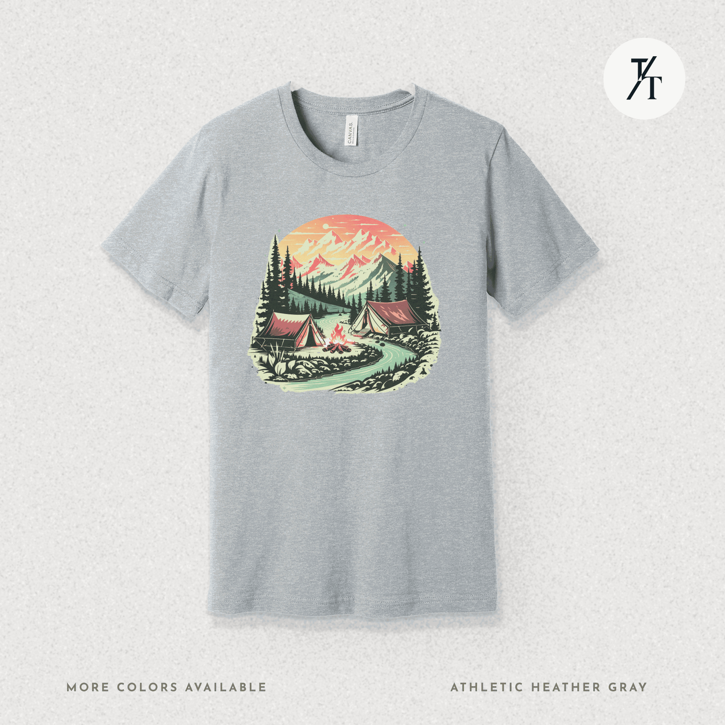 Nature Tents Sunset Scenic Outdoor Painting Forest Camping T-shirt - Trendy/Timeless Studio