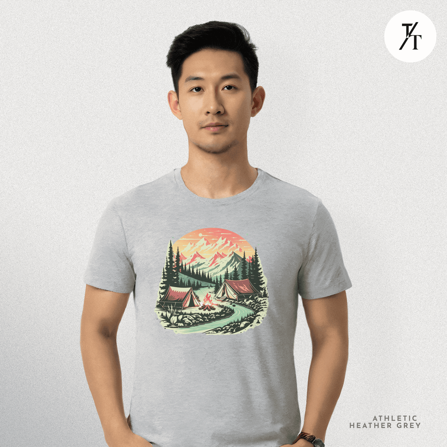 Nature Tents Sunset Scenic Outdoor Painting Forest Camping T-shirt - Trendy/Timeless Studio