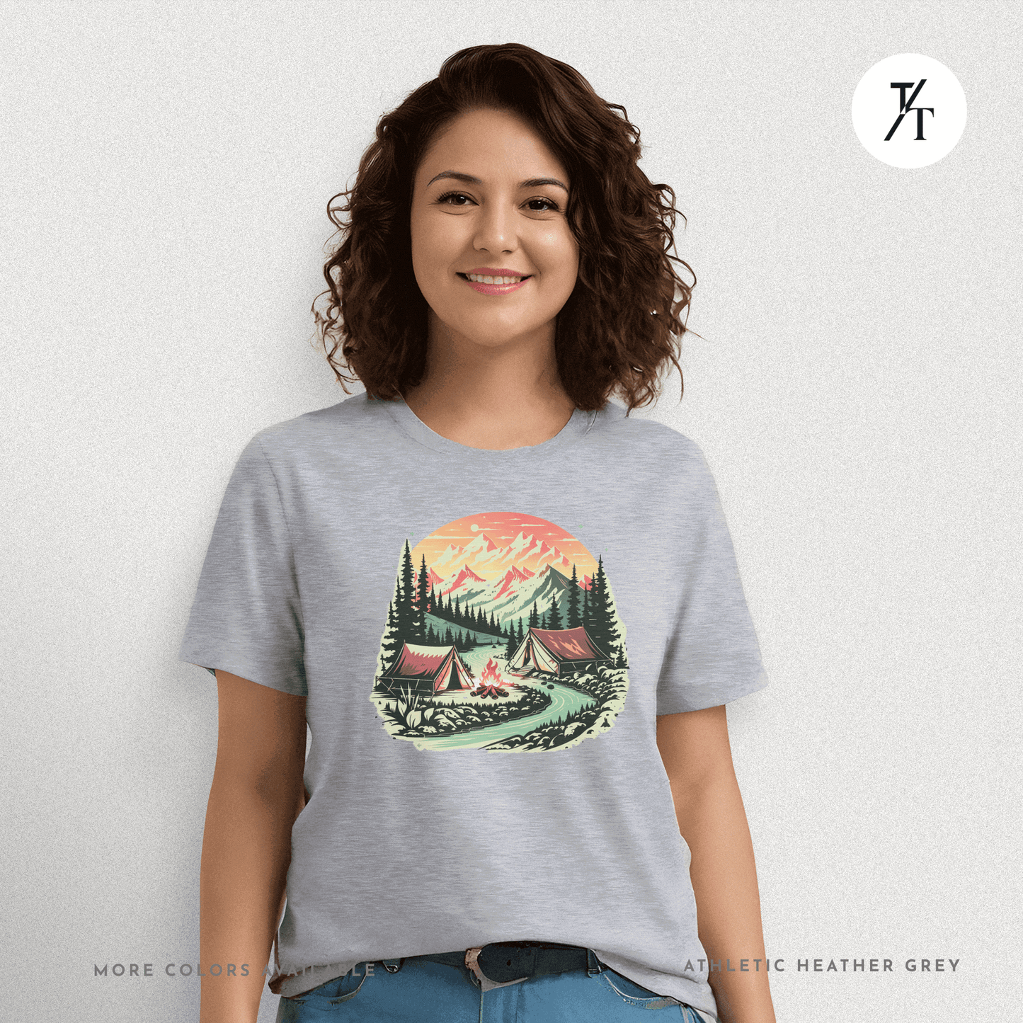 Nature Tents Sunset Scenic Outdoor Painting Forest Camping T-shirt - Trendy/Timeless Studio