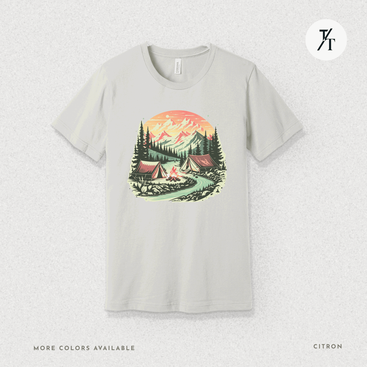 Nature Tents Sunset Scenic Outdoor Painting Forest Camping T-shirt - Trendy/Timeless Studio