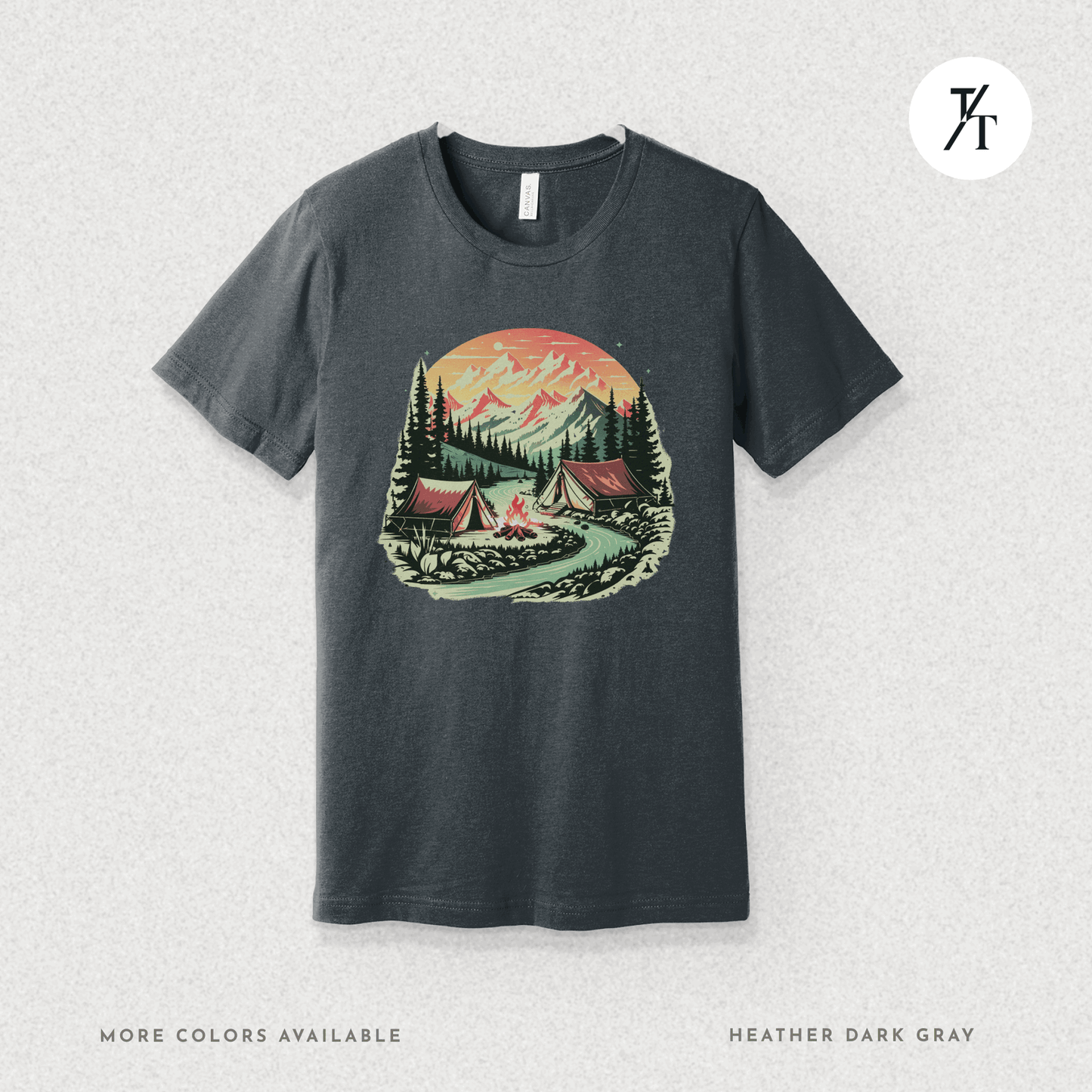 Nature Tents Sunset Scenic Outdoor Painting Forest Camping T-shirt - Trendy/Timeless Studio