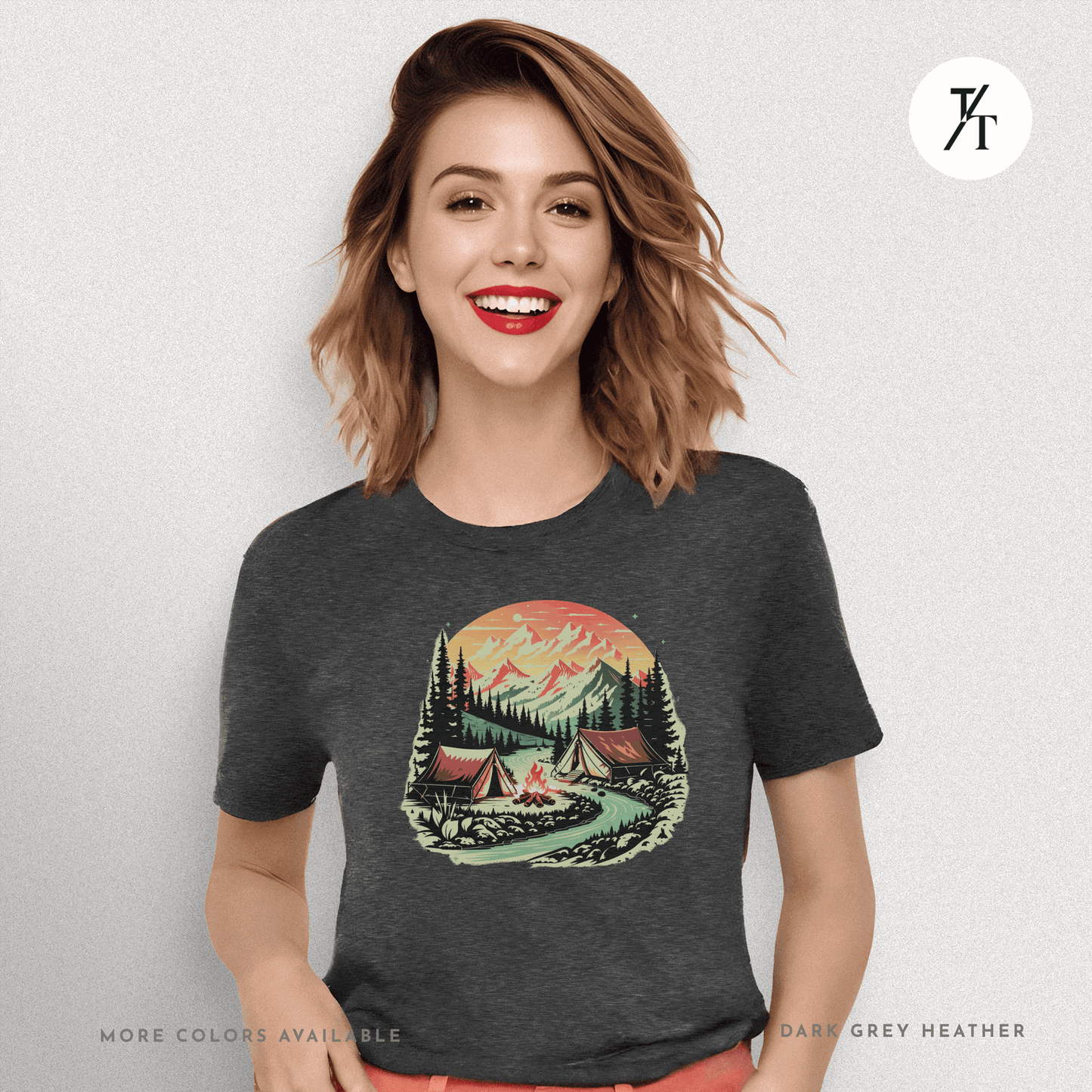 Nature Tents Sunset Scenic Outdoor Painting Forest Camping T-shirt - Trendy/Timeless Studio