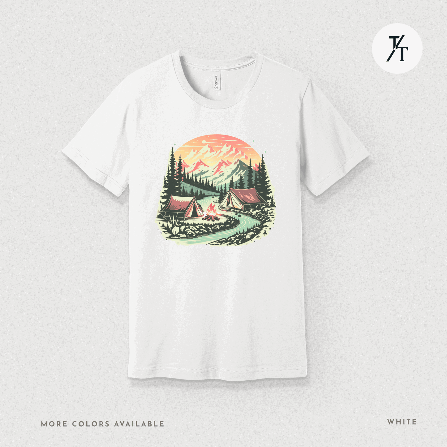 Nature Tents Sunset Scenic Outdoor Painting Forest Camping T-shirt - Trendy/Timeless Studio