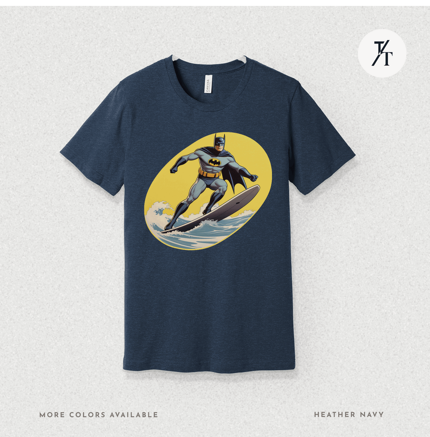 Surfing Superhero Retro Funny Bat Parody Graphic Tee - Trendy/Timeless Studio
