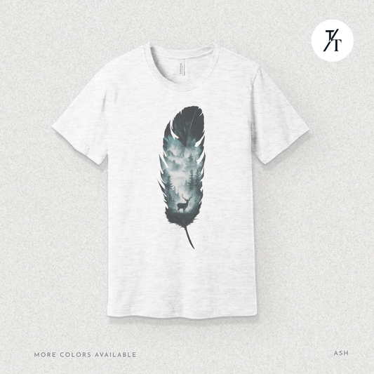 Nature, Feather, Deer Shirt, Nature Shirt, Outdoor - T-Shirt