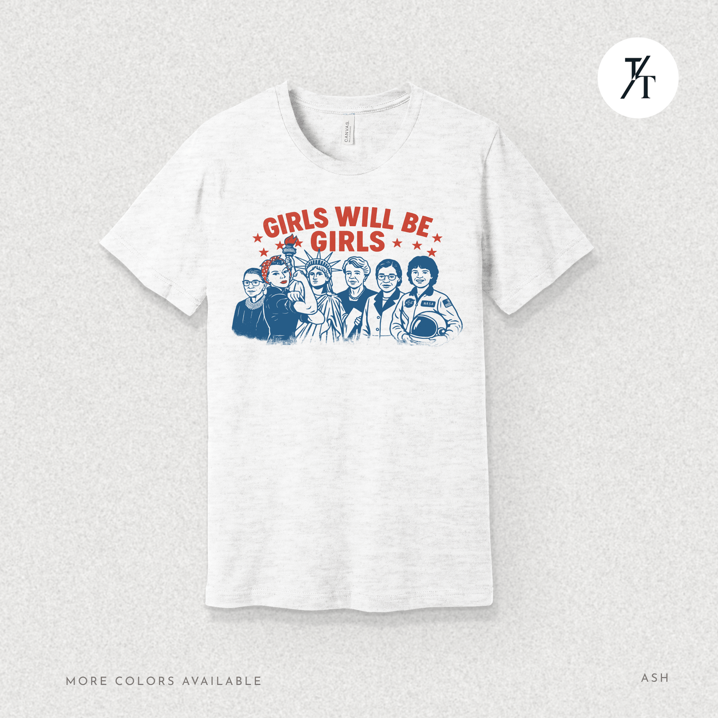 Girls Will Be Girls summer patriotic graphic tee – empowering retro feminist shirt 👊 for the 4th of July