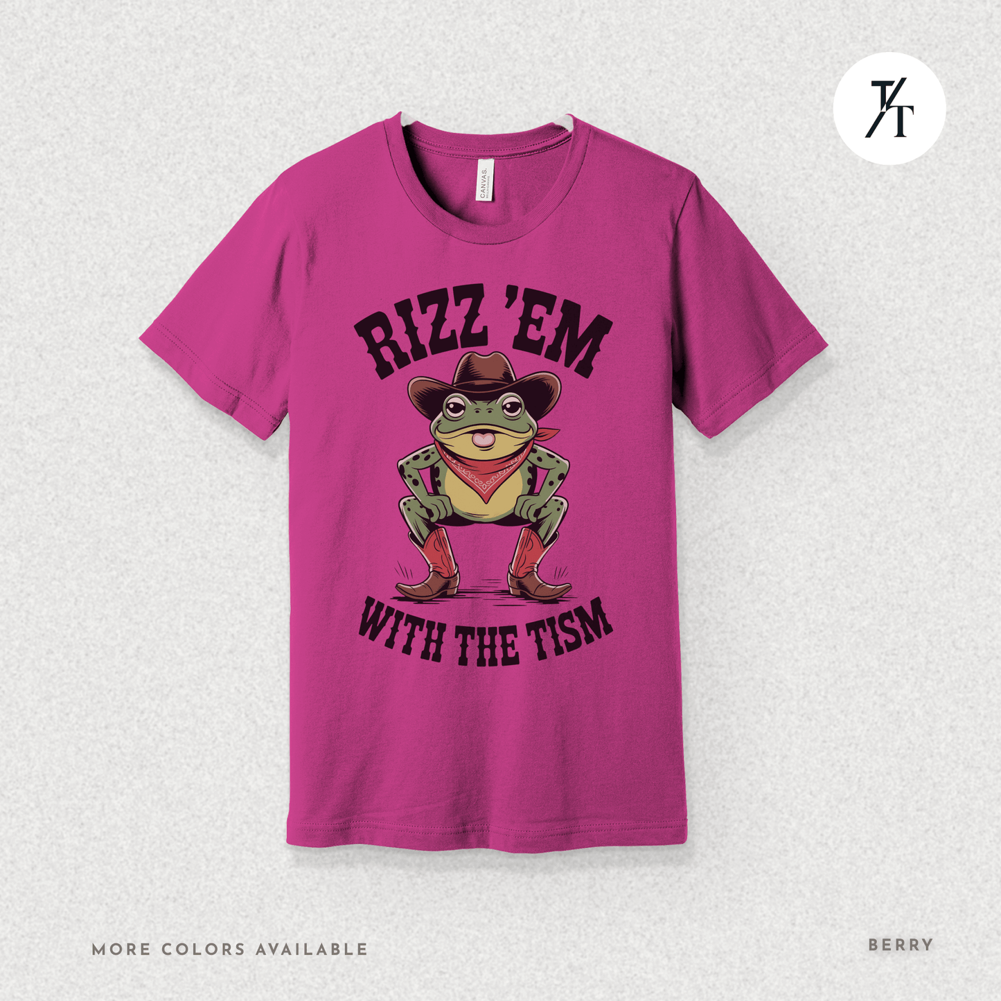 Rizz ’Em With the Tism T-Shirt – Cowboy Frog Neurodivergent Meme Tee