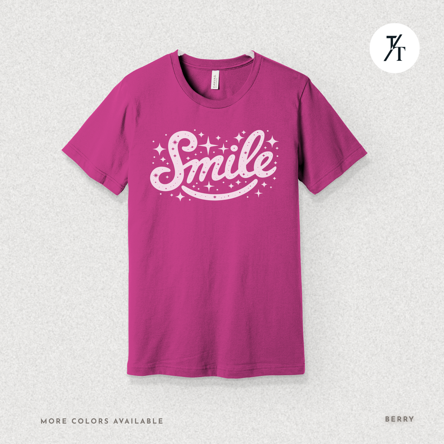 Smile T-Shirt – Retro Positive Graphic Tee with Sparkles