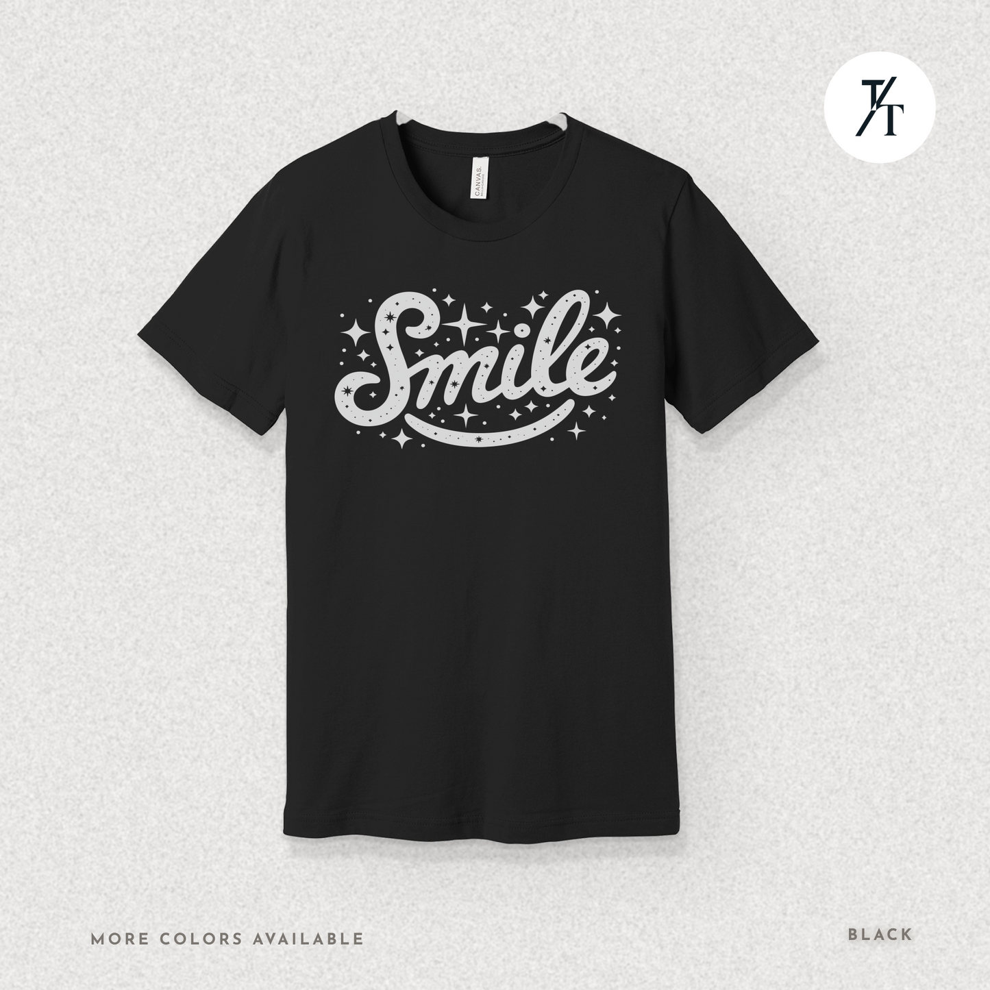 Smile T-Shirt – Retro Positive Graphic Tee with Sparkles