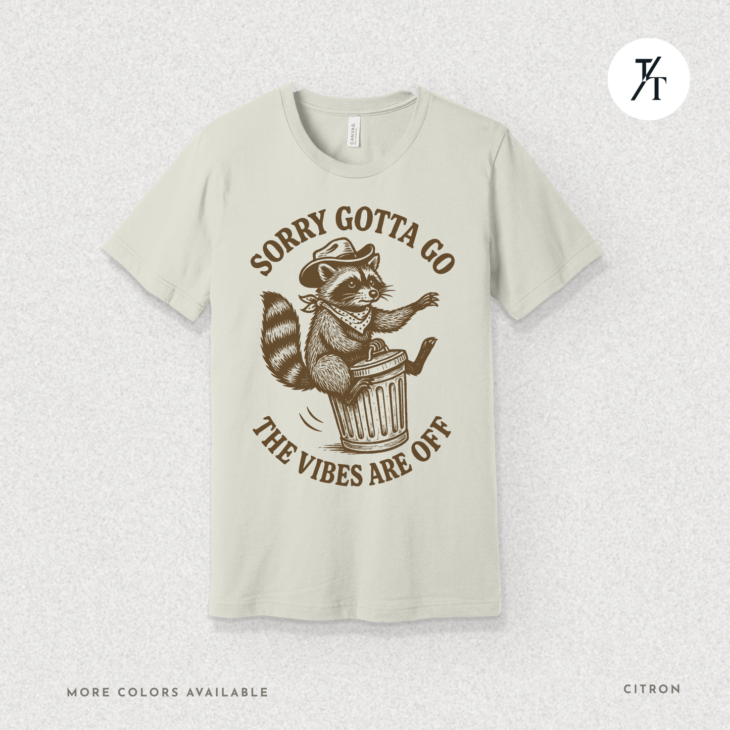 Raccoon Retreat: Cowboy Trash Panda, Retro Brown Cartoon- Graphic T-shirt