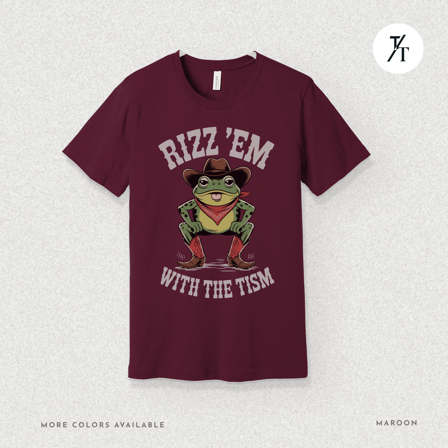 Rizz ’Em With the Tism T-Shirt – Cowboy Frog Neurodivergent Meme Tee