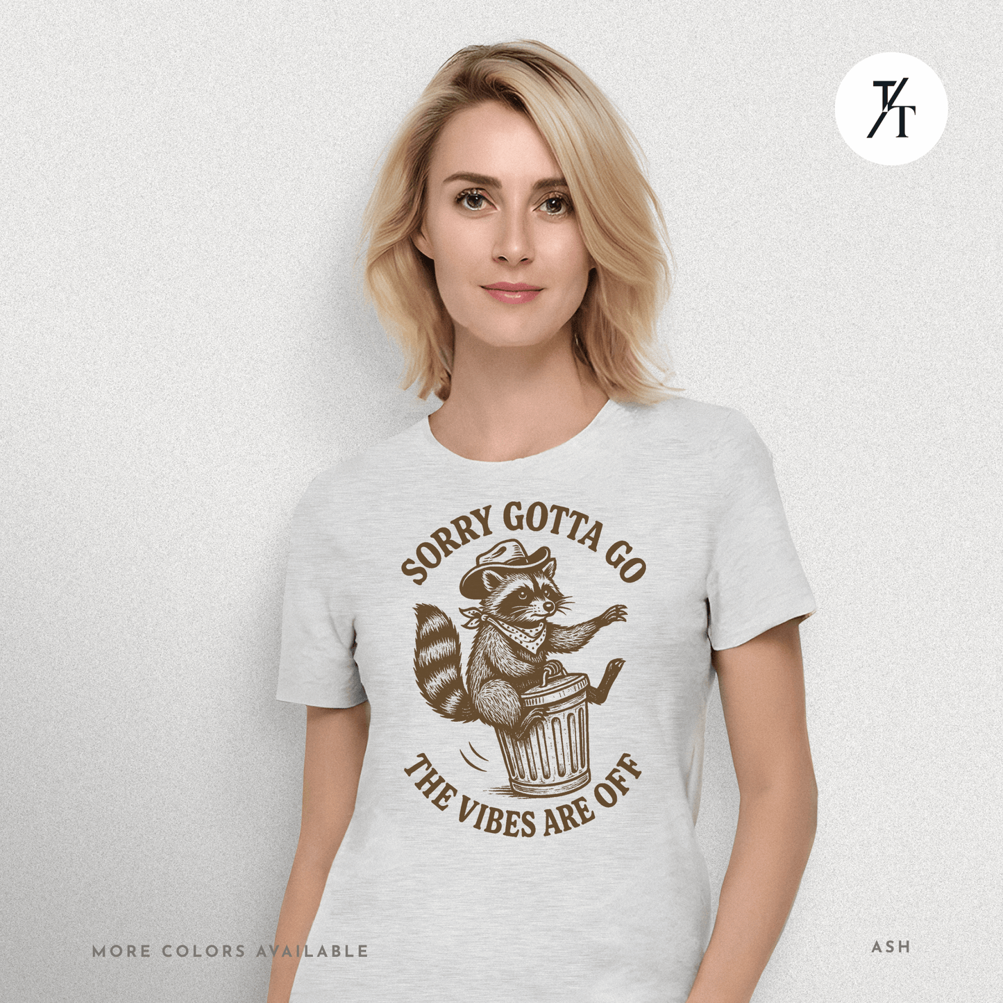 Raccoon Retreat: Cowboy Trash Panda, Retro Brown Cartoon- Graphic T-shirt