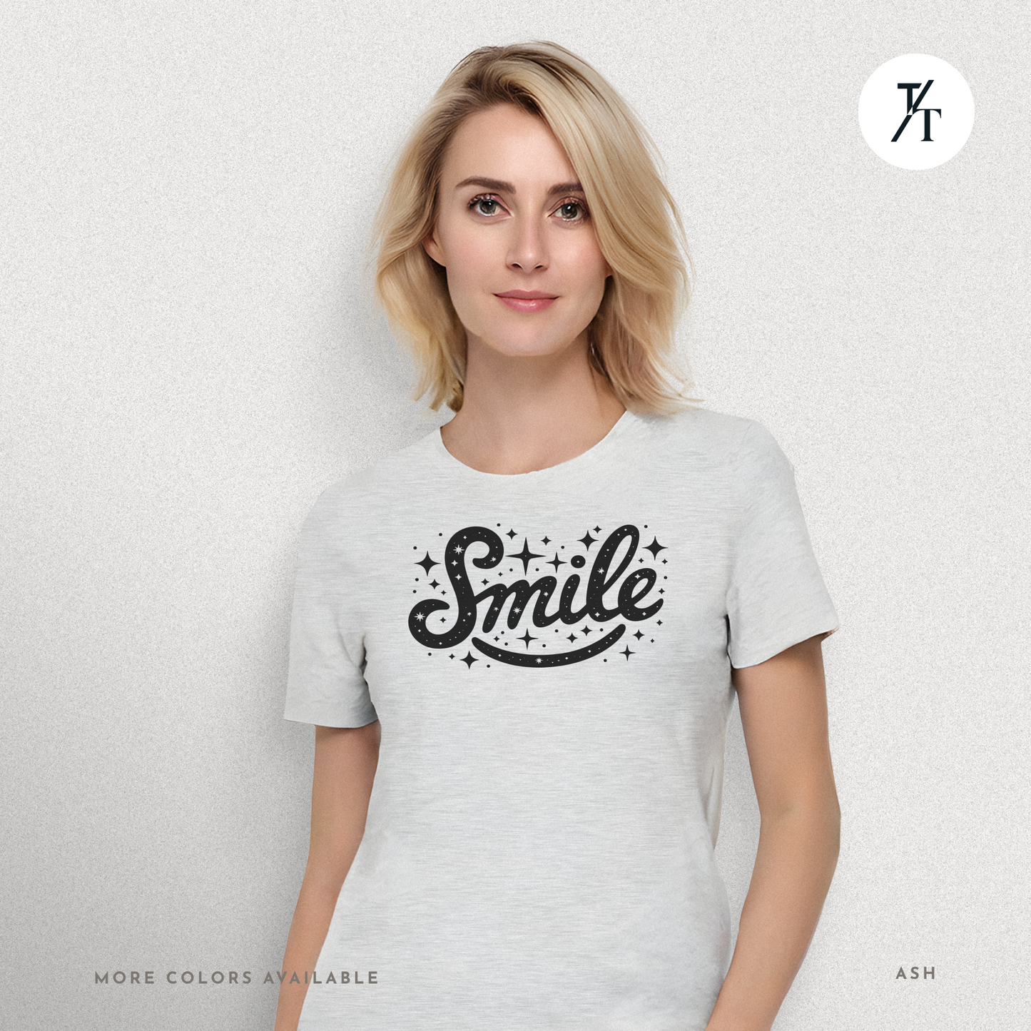 Smile T-Shirt – Retro Positive Graphic Tee with Sparkles