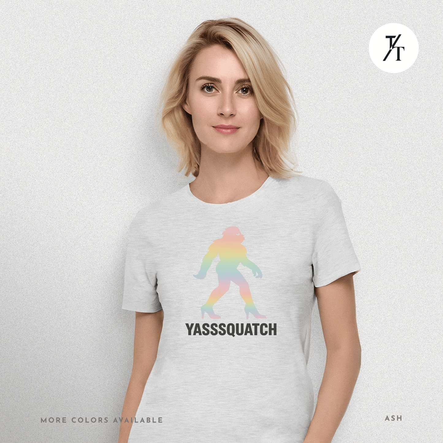 Yasssquatch: Pride Bigfoot Silhouette, Rainbow LGBTQ+ Cryptid Art- Graphic T-shirt