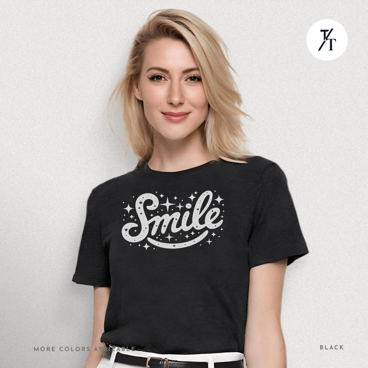 Smile T-Shirt – Retro Positive Graphic Tee with Sparkles