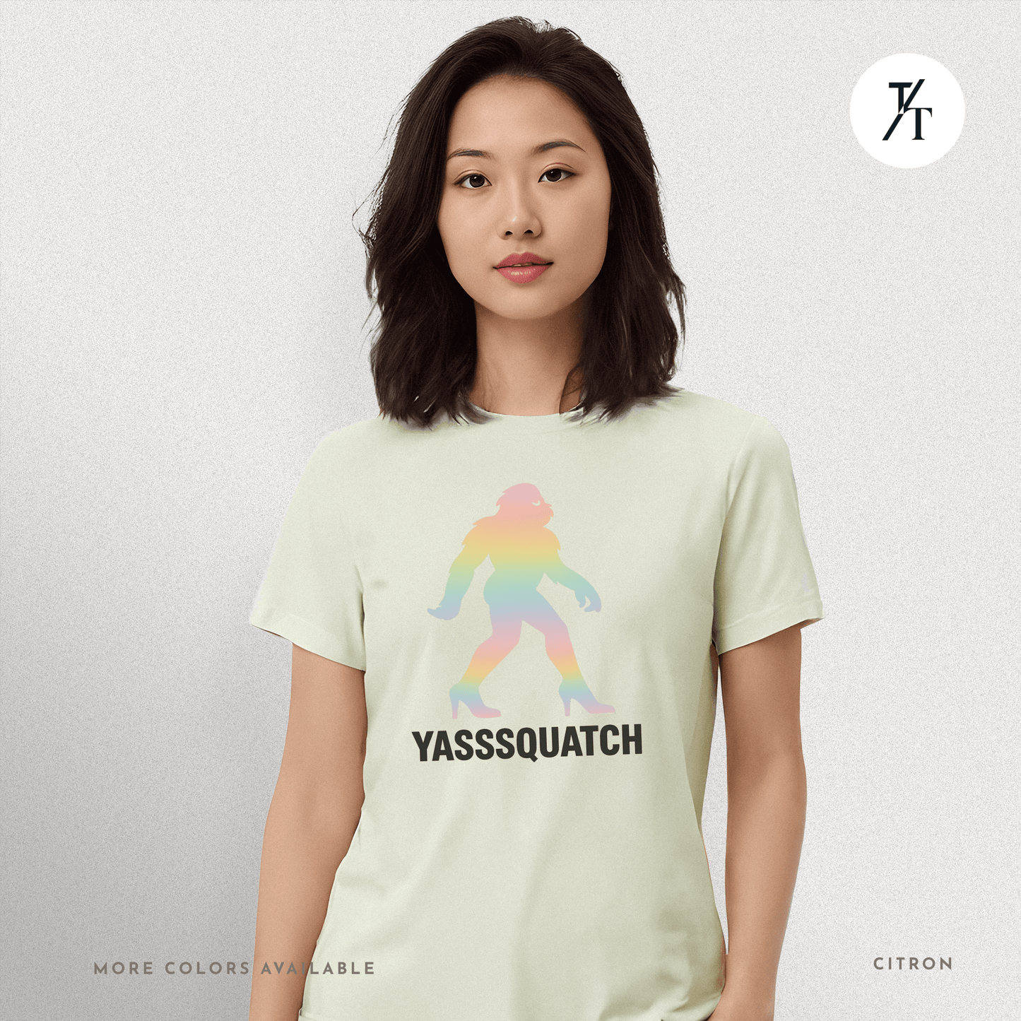 Yasssquatch: Pride Bigfoot Silhouette, Rainbow LGBTQ+ Cryptid Art- Graphic T-shirt
