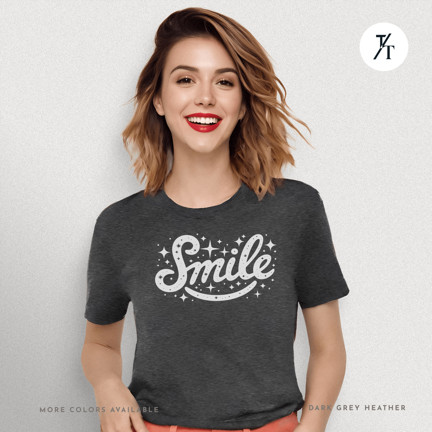Smile T-Shirt – Retro Positive Graphic Tee with Sparkles
