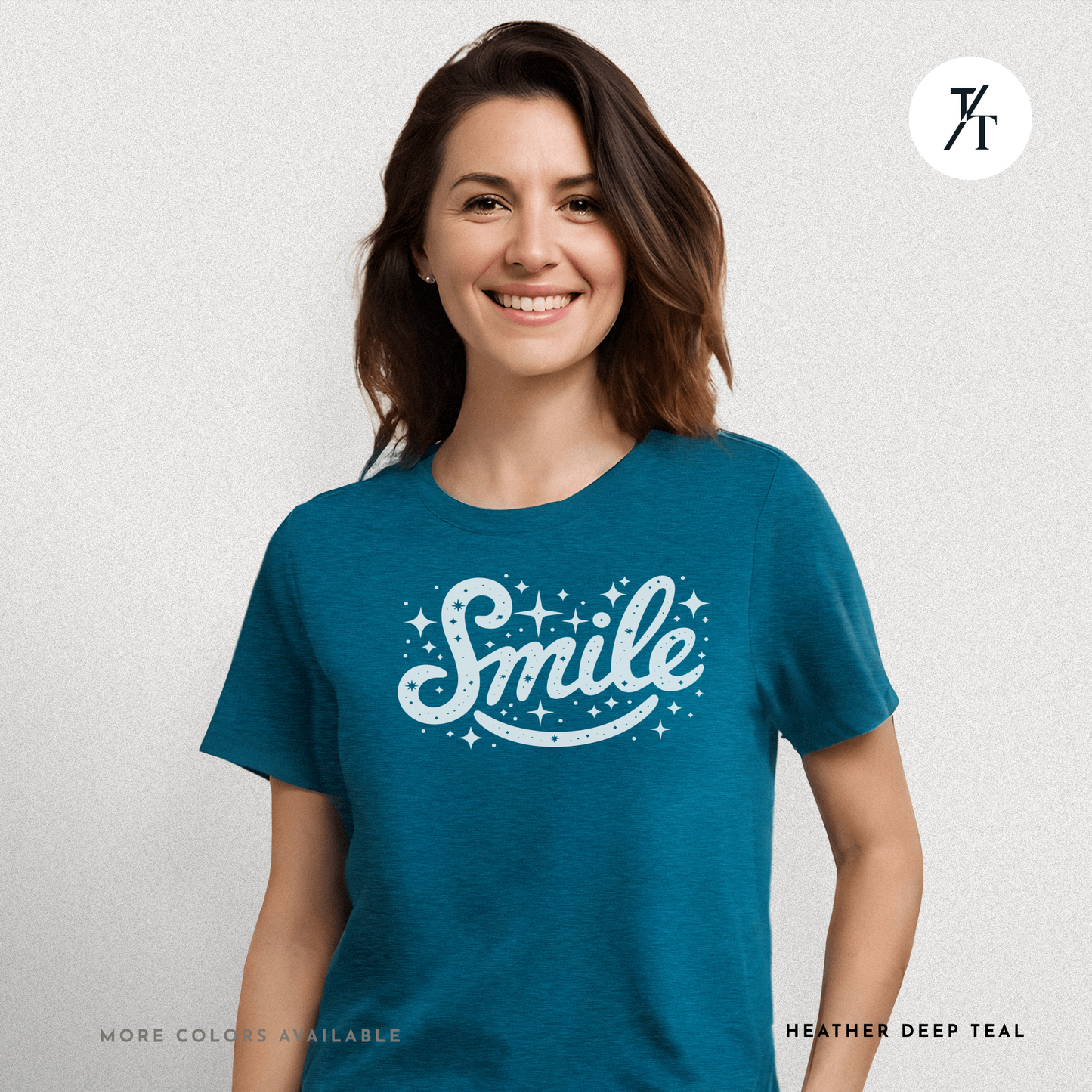 Smile T-Shirt – Retro Positive Graphic Tee with Sparkles