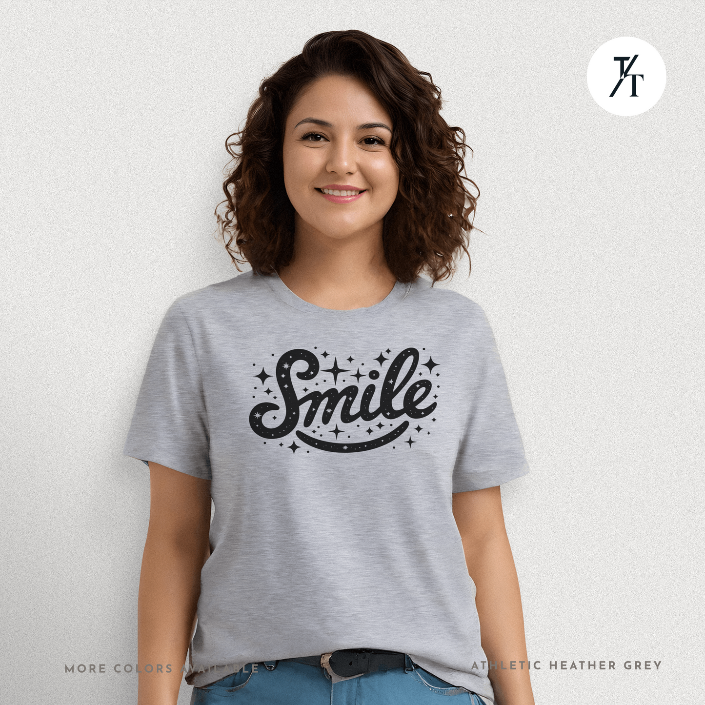Smile T-Shirt – Retro Positive Graphic Tee with Sparkles
