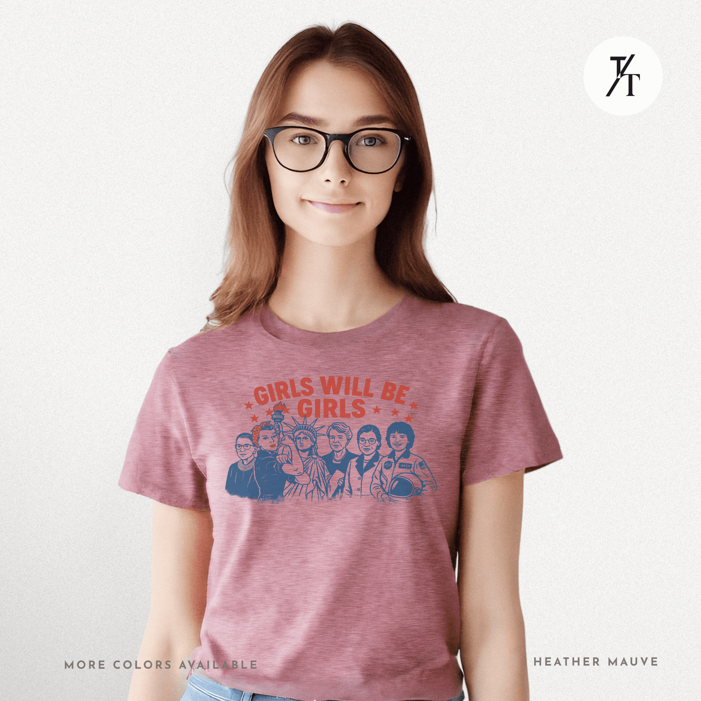Girls Will Be Girls summer patriotic graphic tee – empowering retro feminist shirt 👊 for the 4th of July