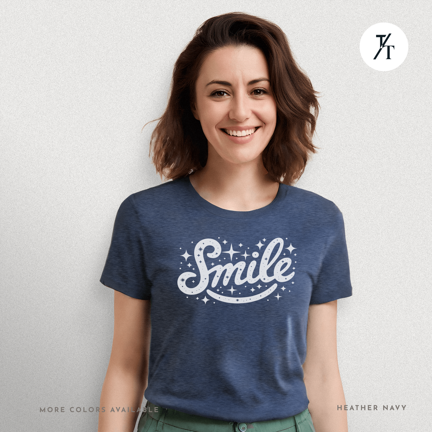 Smile T-Shirt – Retro Positive Graphic Tee with Sparkles